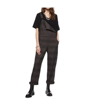 ON THIS DAY Plaid Overalls - Black