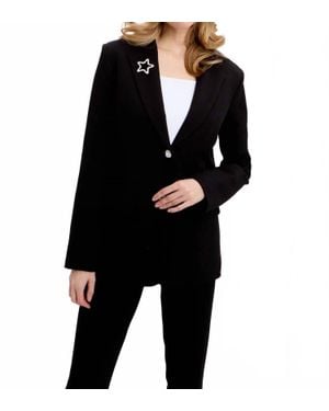 FRANK LYMAN Long Blazer With Brooch - Black