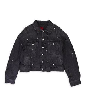 Kusikohc Padded Multi Rivet Denim Jacket - Blue