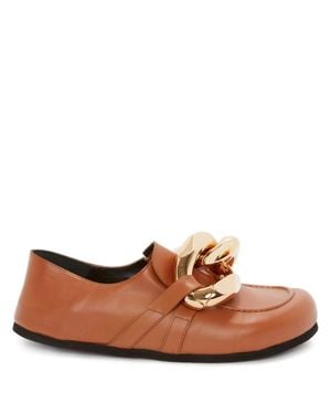 JW Anderson Oversized Chain Leather Loafers - Brown