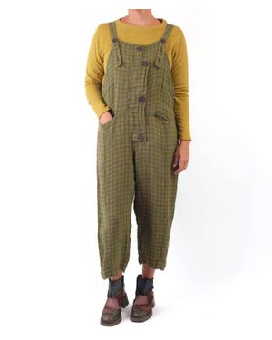 Grizas Linen Check Overalls - Green
