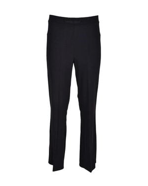 1 One Viscose Stretch Pants With Cropped Silhouette And Seam Detailing - Blue