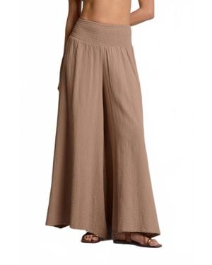 Elan Wide Leg Palazzo Pants - Brown