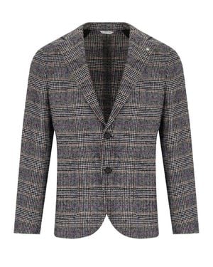 Manuel Ritz Prince Of Wales Single Breasted Jacket - Gray