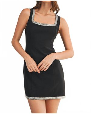 61 Jane Square Neck Rhinestone Dress - Black