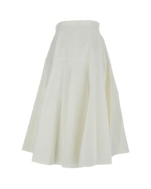 Mantu Classic Silhouette Skirt With Smooth Texture - White