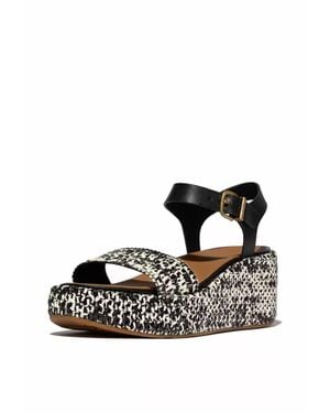 Fitflop Platforms Woven Wedge Ankle-Strap Sandals - Black