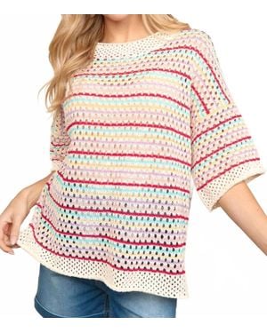 Haptics Elbow Sleeve Sweater-Knit Top - Multicolor