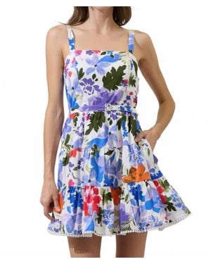 Sugarlips Amania Floral Nayra Tiered Poplin Mini Dress - Blue