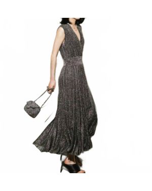 Maison Lurex Gala Long Dress - Black