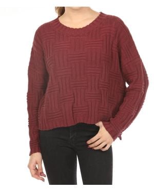Planet By Lauren G. Crew Neck Sweater Top - Red
