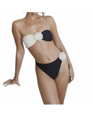 Sunday Brunch Flora Flower Applique Bikini Set - Brown