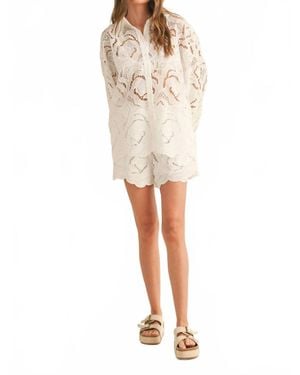 Miou Muse Floral Eyelet Top - Natural