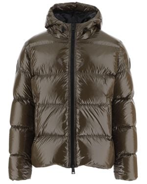 Herno Quilted Down Jacket With Adjustable Hood And Elasticated Hems - Brown