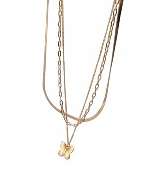 Wall to Wall Butterfly Layer Necklace - Metallic