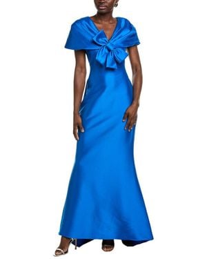 Badgley Mischka Bow Wrap Gown - Blue