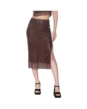 Walter Baker Plus Sequined Party Midi Skirt - Brown