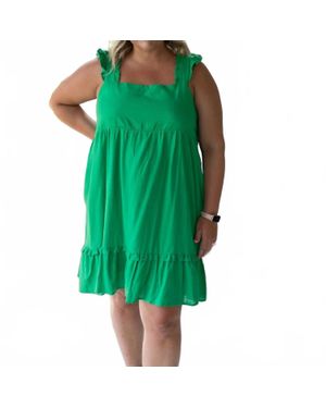 New In Elegance Ruffle Sleeve Mini Dress - Green