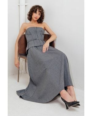 TRUEDAMES Timeless Look Woven Midi Circle Skirt - Gray