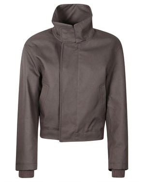 Victoria Beckham Cropped Stand Collar Bomber Jacket - Gray