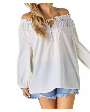 Davi & Dani Lace Whisper Tie-Front Top - White