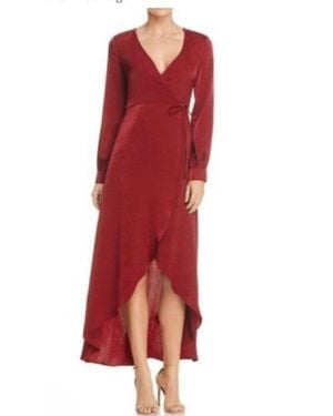 Lost + Wander Napa Satin Wrap Dress - Red