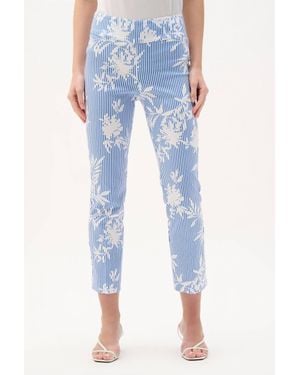 Joseph Ribkoff Striped Floral Straight Leg Pant - Blue