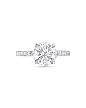 Diana M. Jewels 14Kt Round Lab Grown Diamond Engagement Ring With 4 Ct Center And 0.70 Cts On Sides - Metallic