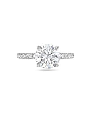 Diana M. Jewels 14Kt Round Lab Grown Diamond Engagement Ring With 4 Ct Center And 0.70 Cts On Sides - Metallic