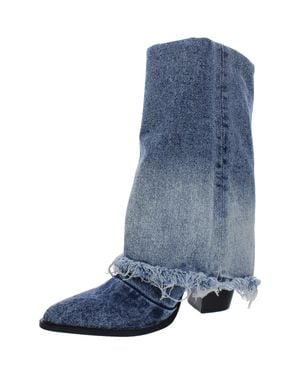Steve Madden Livvy Denim Pointed Toe Block Heel - Blue