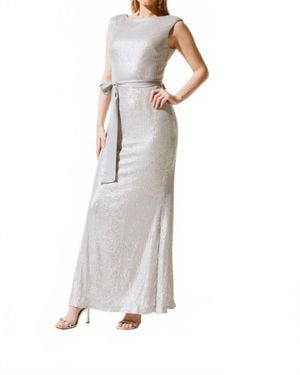 Joseph Ribkoff Sequined Formal Evening Long Dress - White