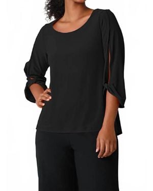 Sympli Wide Sleeve Twist Top - Black