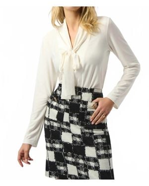 Joseph Ribkoff V-Neck Long Sleeve Tunic Top - White