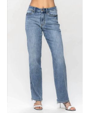 Judy Blue Mid Rise Cell Phone Pocket Dad Jeans - Blue