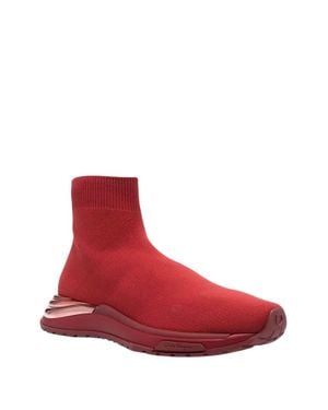 Ferragamo Knitted High-Top Sock Sneakers - Red