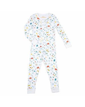 Petidoux Kid's Summer Camping And Hiking Long Sleeve Pajamas - White