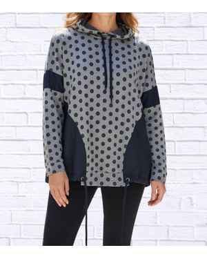 Kozan Polka Dot Contrast Panel Hoodie - Gray