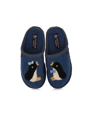 Haflinger Pingu Boiled Wool Slipper - Blue