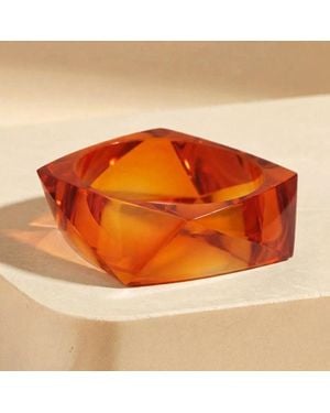 Fashnzfab Resin Geometric Faceted Statement Bangle Bracelet - Orange