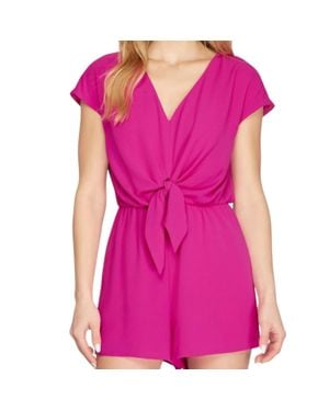 She + Sky Drop Shoulder Romper - Pink