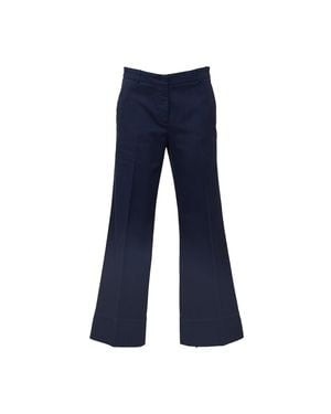 Ql2 Wide Leg Tailored Pant With Flared Hem And Versatile Pockets - Blue