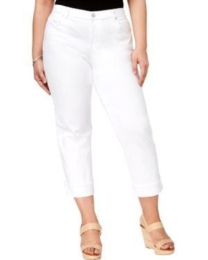 Style & Co. Plus Cuffed Mid-Rise Capri Jeans - White