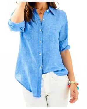Lilly Pulitzer Sea View Button-Down Blouse - Blue