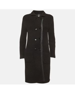 Versace Knit Double Breasted Coat - Black