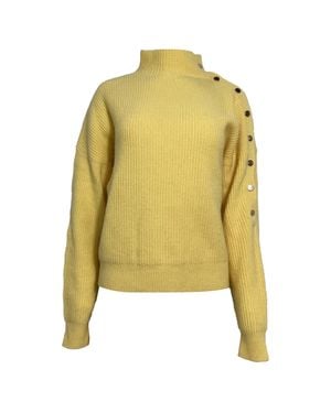Maje Knitted Pullover W/ Side Fasteners - Yellow