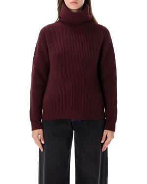 Fortela Ribbed Turtleneck Sweater - Red