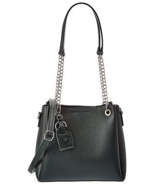 Italian Leather Top Handle Tote - Black