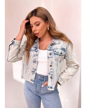Veveret Rhinestone Rodeo Denim Jacket - White