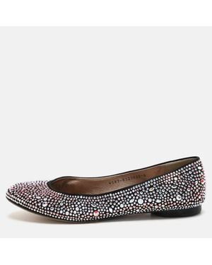 Gina Satin Crystal Embellished Ballet Flats - Black