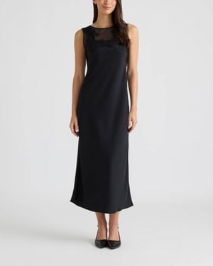 Ellen Tracy Dress With Lace Appliqué - Black